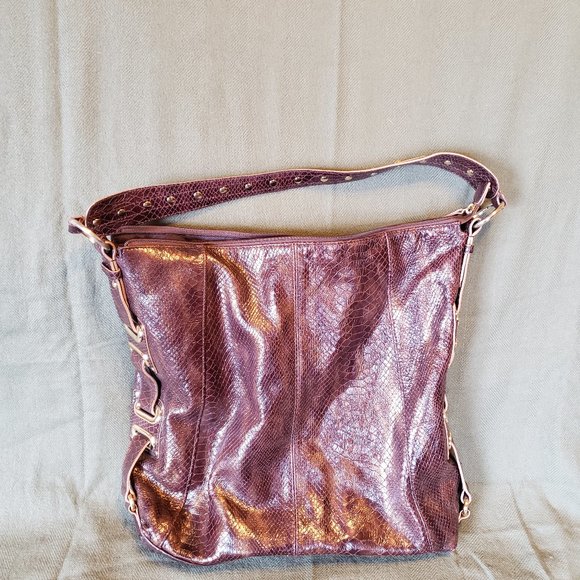 Adrienne Vittadini Copper Brown Leather Hobo - Picture 1 of 15
